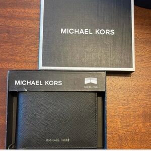 Michael Kors Men’s Jet Set Slim Bifold Andy Wallet in Gift Box. Black NWT